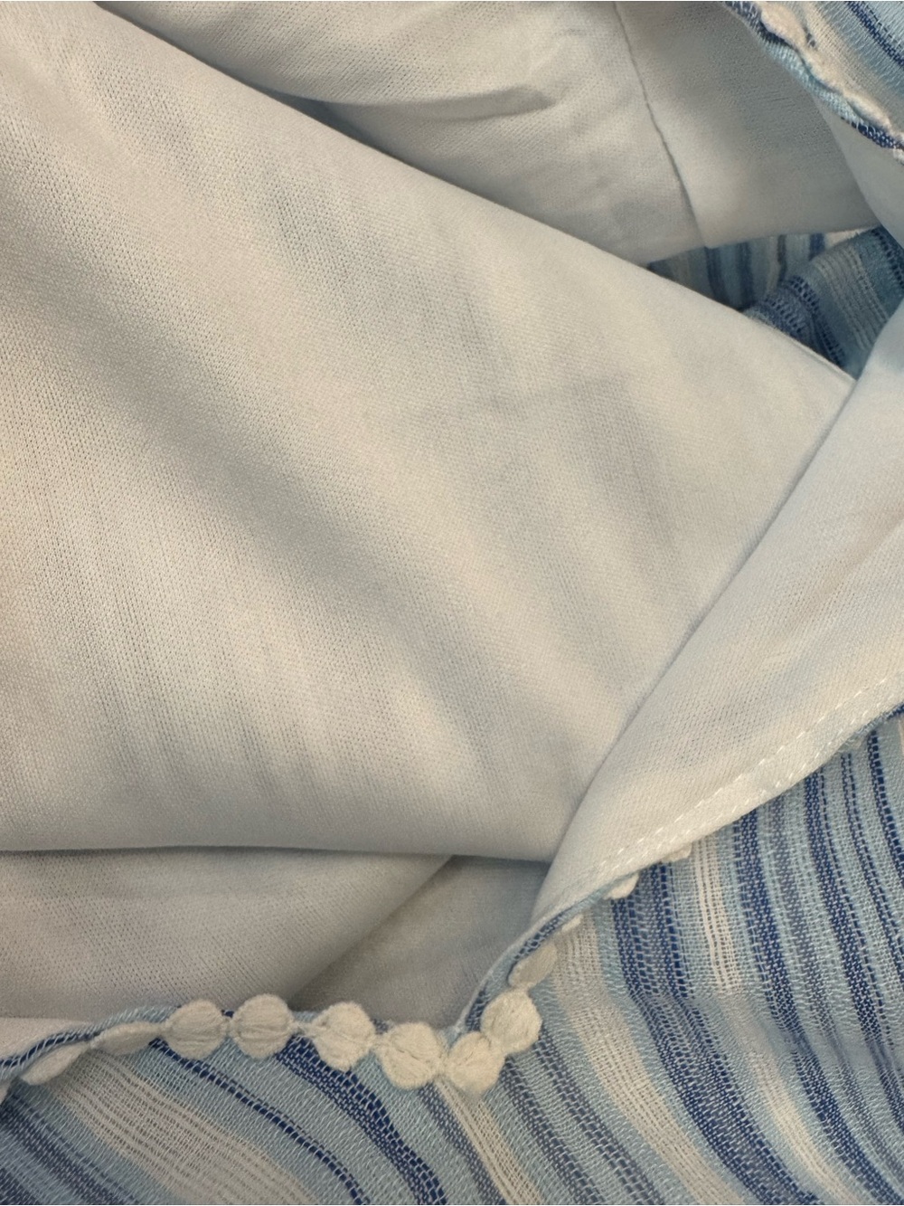 Ronni Nicole Sleeveless Linen Blend Babydoll Dress Blue White Stripes Ruffle LRG - Picture 9 of 11